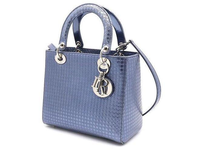 Dior Borsa Tote e Borsa a Tracolla Lady Medium Blu Metallizzato - vista 2