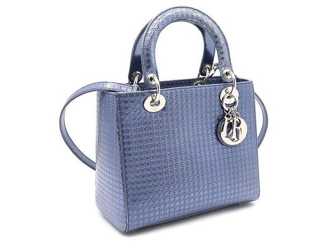 Dior Borsa Tote e Borsa a Tracolla Lady Medium Blu Metallizzato - vista 3