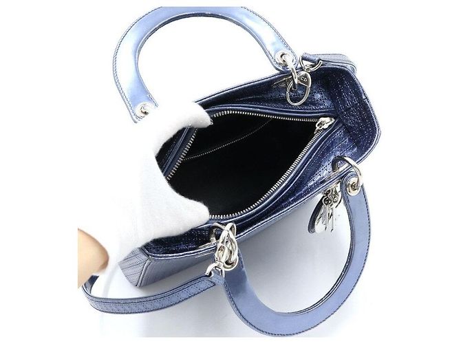 Dior Borsa Tote e Borsa a Tracolla Lady Medium Blu Metallizzato - vista 5
