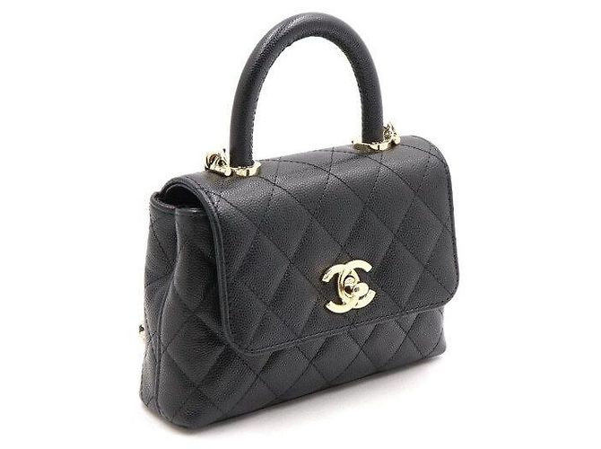 Coco Handle Chanel Borsa Micro Tote in Caviar Nero con Manico Coco e Tracolla a Catena Dorata - vista 3