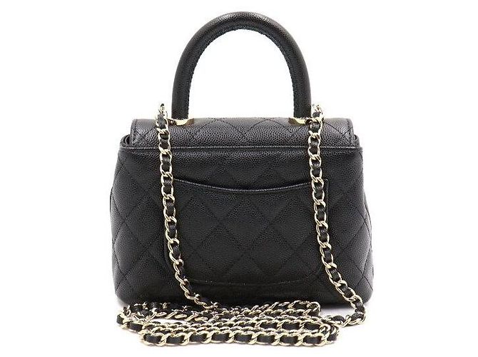 Coco Handle Chanel Borsa Micro Tote in Caviar Nero con Manico Coco e Tracolla a Catena Dorata - vista 4