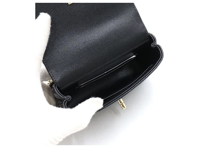 Coco Handle Chanel Borsa Micro Tote in Caviar Nero con Manico Coco e Tracolla a Catena Dorata - vista 5