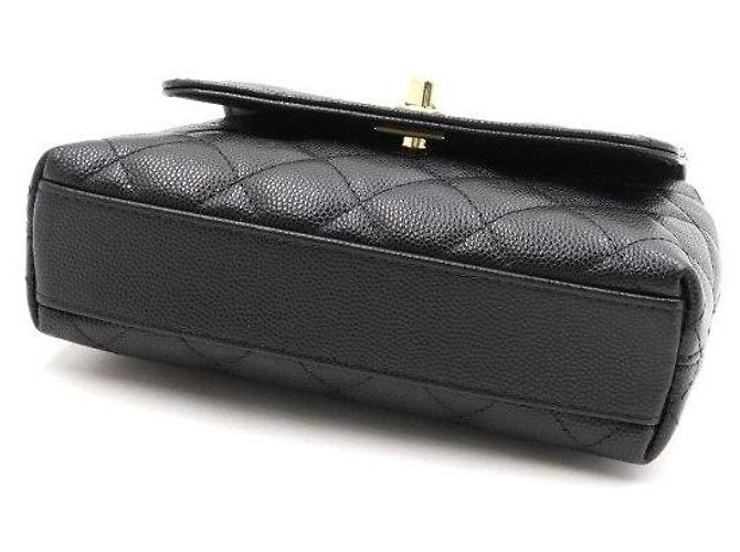 Coco Handle Chanel Borsa Micro Tote in Caviar Nero con Manico Coco e Tracolla a Catena Dorata - vista 7