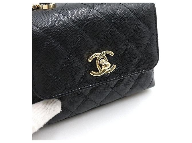 Coco Handle Chanel Borsa Micro Tote in Caviar Nero con Manico Coco e Tracolla a Catena Dorata - vista 8