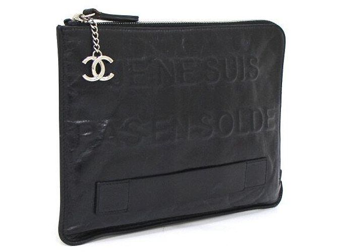 Chanel Clutch con zip in vitello nero - vista 3