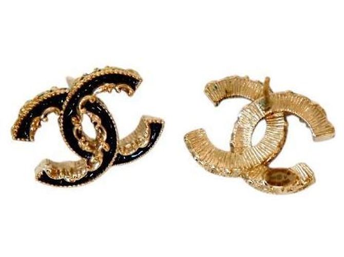 Chanel Black CC Gold Earrings - view 4