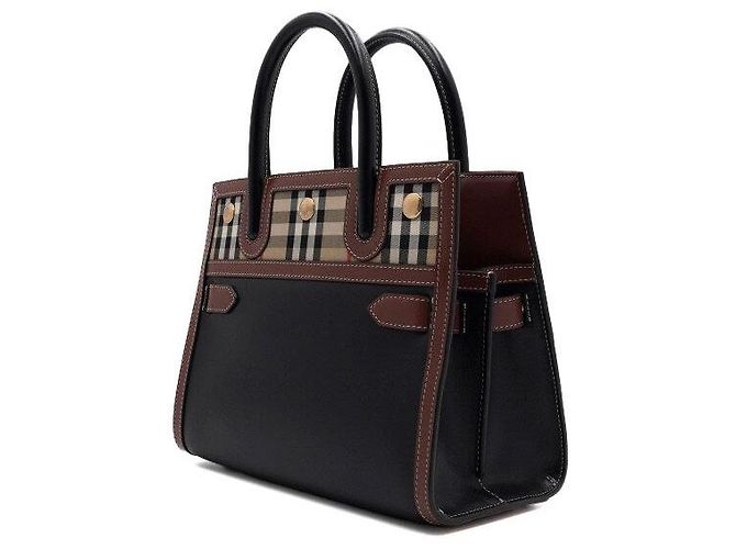 Burberry Mini borsa tote vintage a quadri nera - vista 2