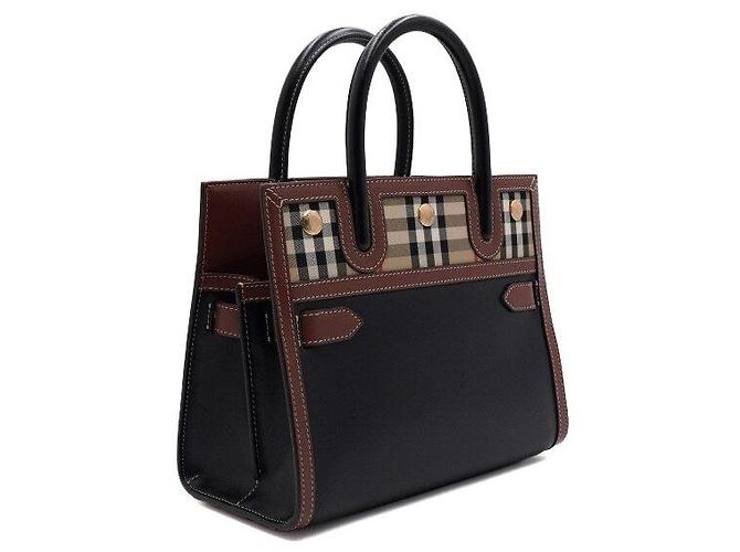Burberry Mini borsa tote vintage a quadri nera - vista 3