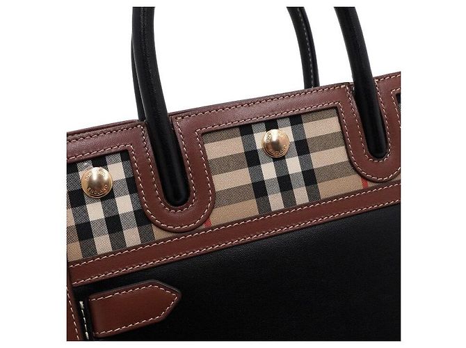 Burberry Mini borsa tote vintage a quadri nera - vista 9