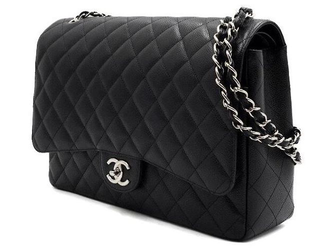 Chanel Borsa a tracolla con patta e catena argentata Nero - vista 2