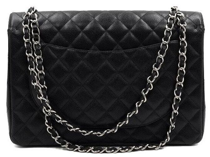 Chanel Borsa a tracolla con patta e catena argentata Nero - vista 4