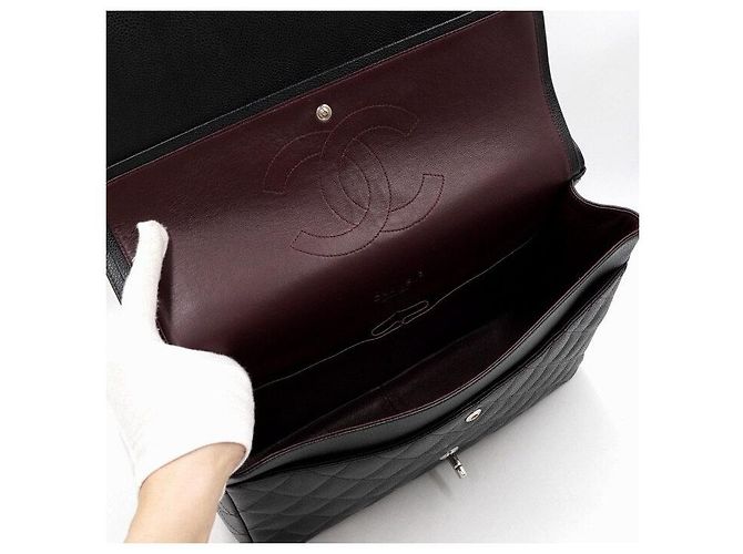 Chanel Borsa a tracolla con patta e catena argentata Nero - vista 5