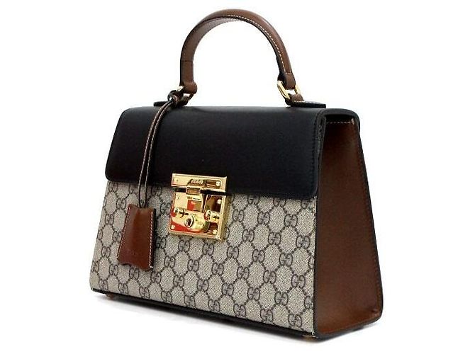 Padlock Gucci Supreme Borsa Tote con manico superiore e Borsa a tracolla con lucchetto Marrone - vista 3