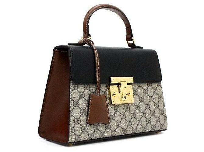 Padlock Gucci Supreme Borsa Tote con manico superiore e Borsa a tracolla con lucchetto Marrone - vista 4