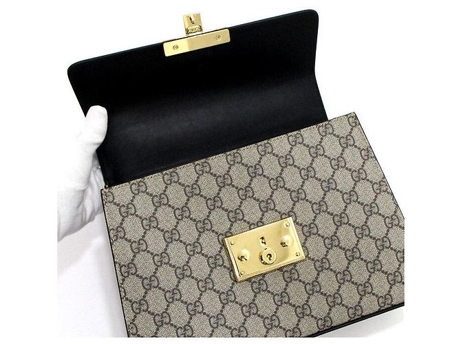 Padlock Gucci Supreme Borsa Tote con manico superiore e Borsa a tracolla con lucchetto Marrone - vista 6
