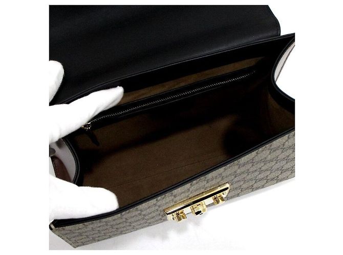 Padlock Gucci Supreme Borsa Tote con manico superiore e Borsa a tracolla con lucchetto Marrone - vista 7