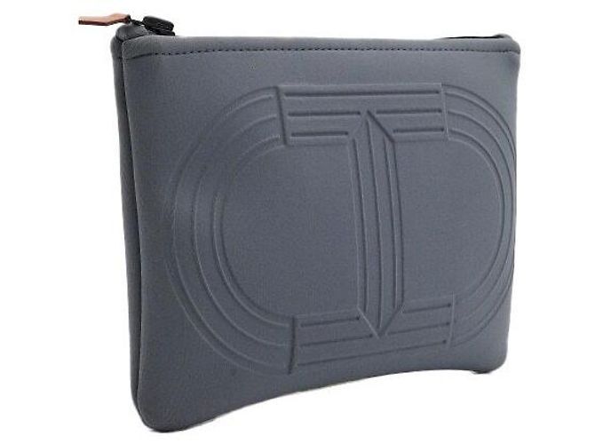 Hermès Borsa Clutch Pouch Small Case Marine in Neoprene e Nylon Grigio - vista 3