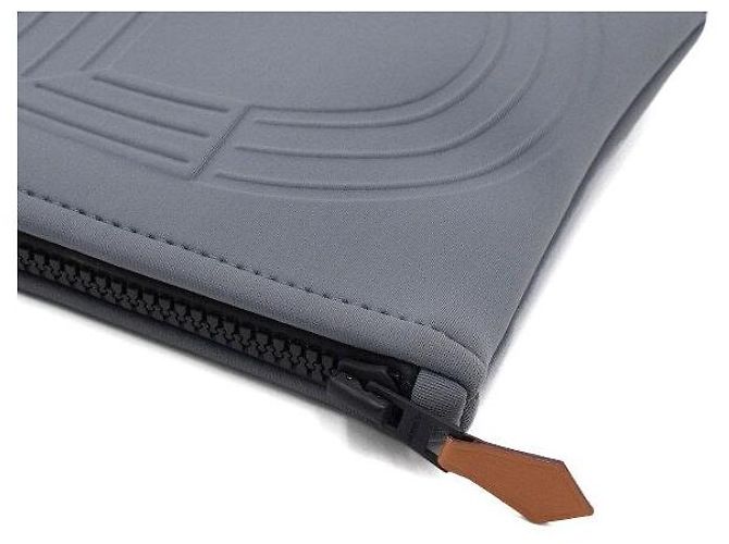 Hermès Borsa Clutch Pouch Small Case Marine in Neoprene e Nylon Grigio - vista 9