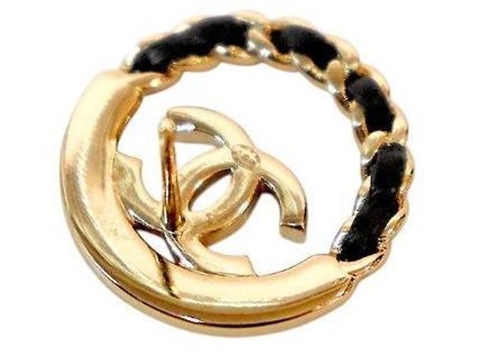 Chanel Runde CC Gold Ohrringe Schwarz - Ansicht 4