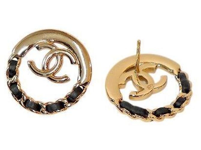 Chanel Runde CC Gold Ohrringe Schwarz - Ansicht 5