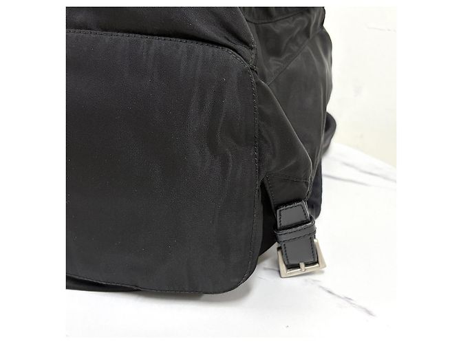 Prada Triangle Logo Nylon Backpack Black - view 12