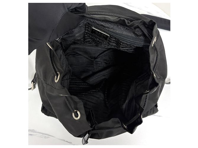 Prada Triangle Logo Nylon Backpack Black - view 13