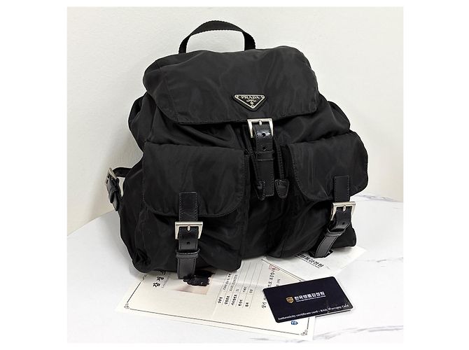 Prada Triangle Logo Nylon Backpack Black - view 4