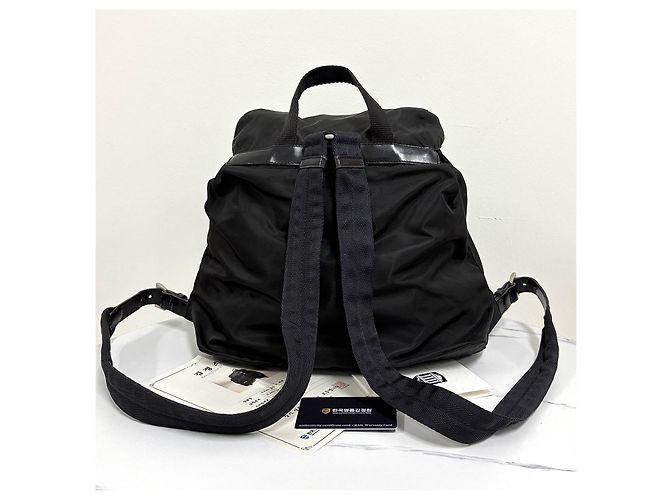 Prada Triangle Logo Nylon Backpack Black - view 5