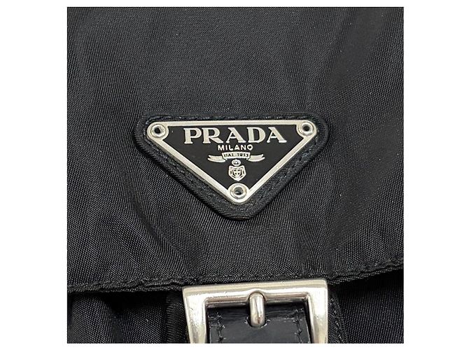 Prada Triangle Logo Nylon Backpack Black - view 7
