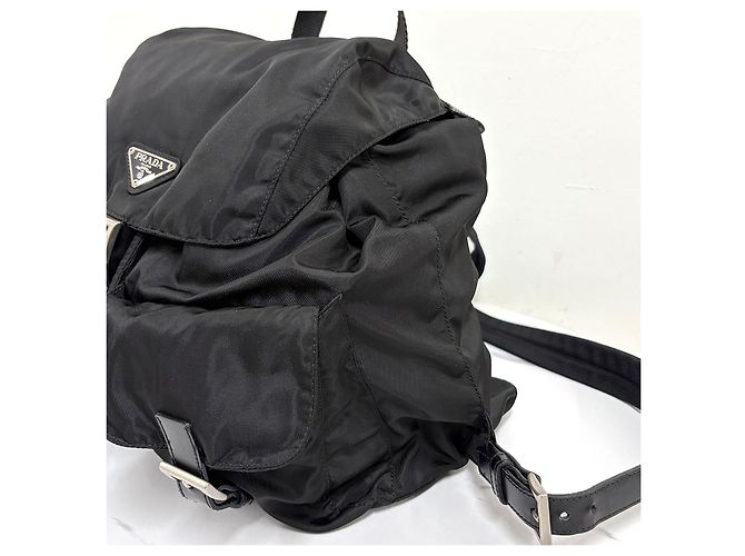 Prada Triangle Logo Nylon Backpack Black - view 8
