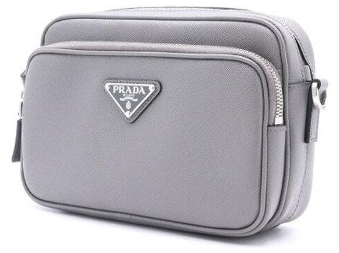 Prada Borsa a tracolla Messenger in pelle Saffiano con logo argento Season - vista 2