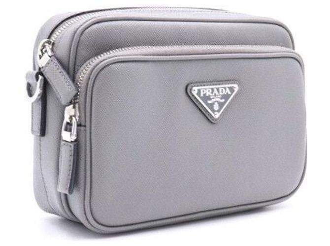 Prada Borsa a tracolla Messenger in pelle Saffiano con logo argento Season - vista 3