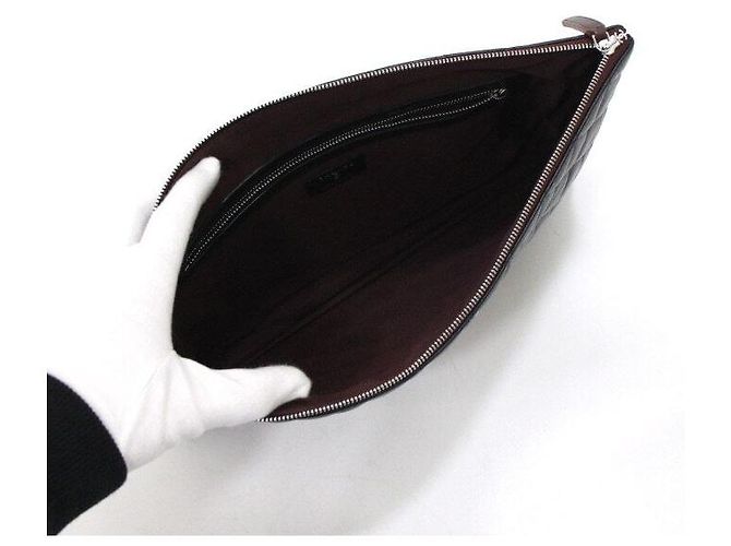 Chanel Clutch Classic Large in pelle d'agnello nera con CC argento Nero - vista 5