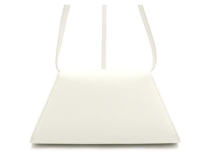 Prada Bolsa de ombro média em couro escovado com fivela dourada Branco - vista 4