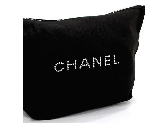 Chanel Pouch in tela nera con logo iniziale - vista 9