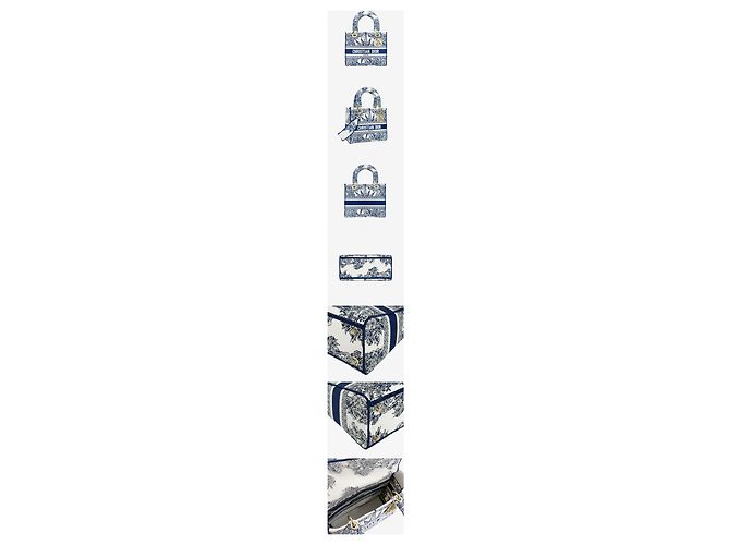 Dior Borsa Tote Lady Delight Rev Dinfini Embroidery White Blue Mai Usata - vista 2
