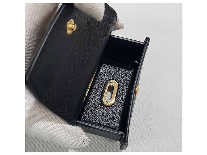 Gucci Porta-borsello da vita per cani in pelle nera placcata oro Nero - vista 10