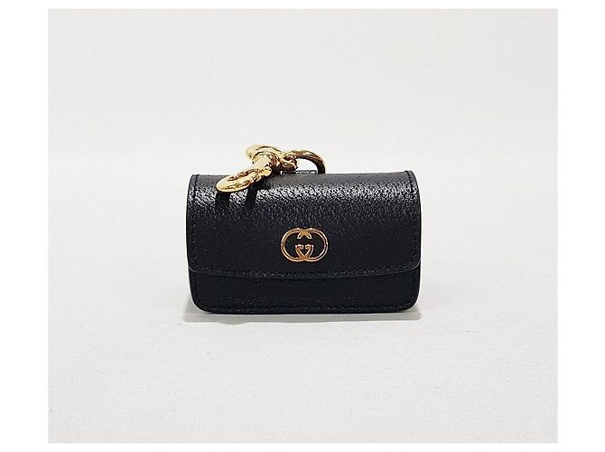 Gucci Porta-borsello da vita per cani in pelle nera placcata oro Nero - vista 2