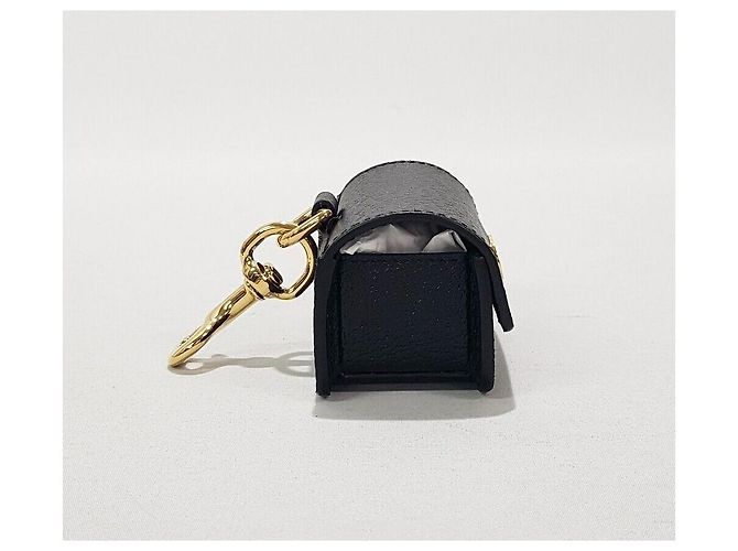 Gucci Porta-borsello da vita per cani in pelle nera placcata oro Nero - vista 4