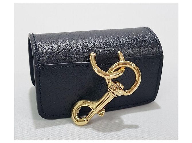 Gucci Porta-borsello da vita per cani in pelle nera placcata oro Nero - vista 6