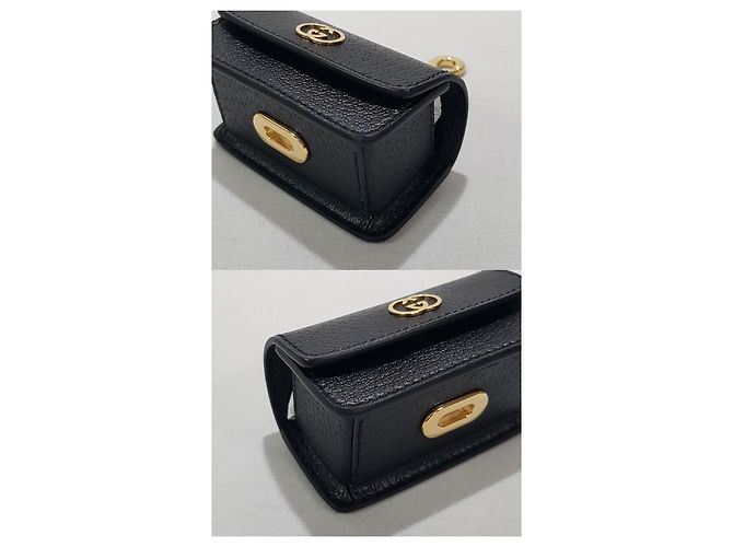 Gucci Porta-borsello da vita per cani in pelle nera placcata oro Nero - vista 8