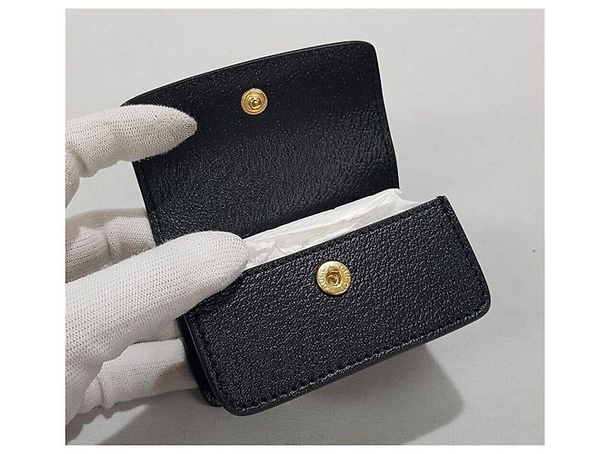 Gucci Porta-borsello da vita per cani in pelle nera placcata oro Nero - vista 9