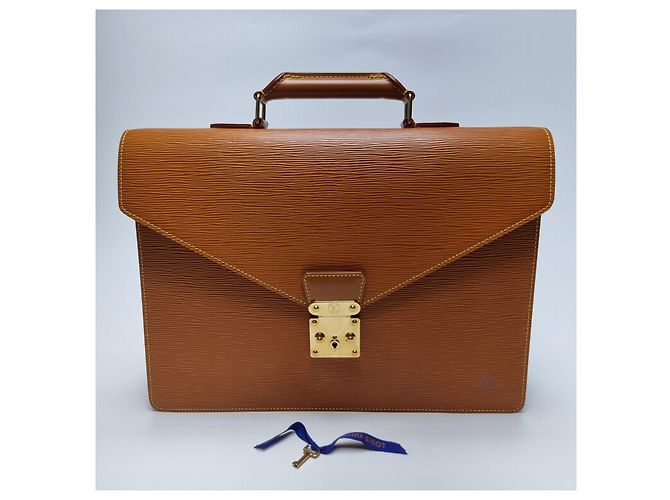 Louis Vuitton Borsetta in pelle Camel Marrone - vista 2
