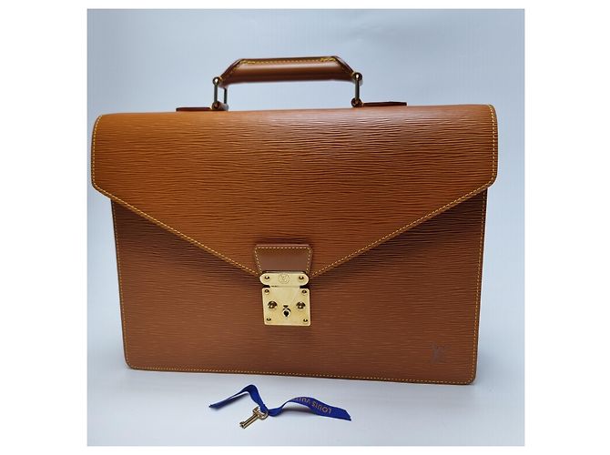 Louis Vuitton Borsetta in pelle Camel Marrone - vista 3