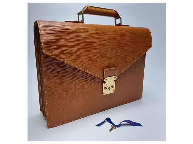 Louis Vuitton Borsetta in pelle Camel Marrone - vista 5