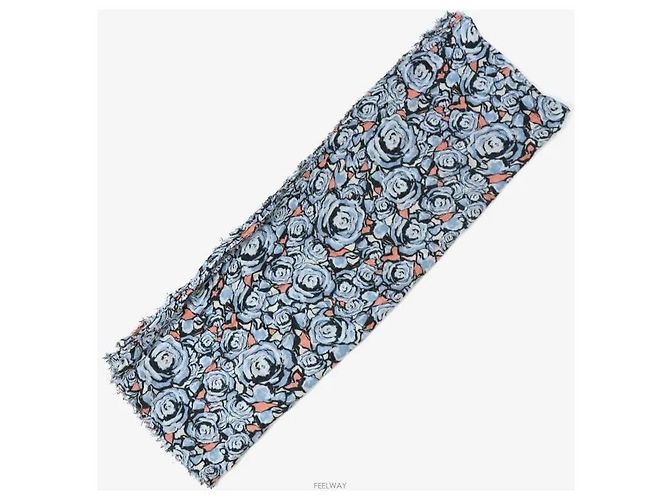Louis Vuitton Rose Pattern Blue Scarf - vista 2