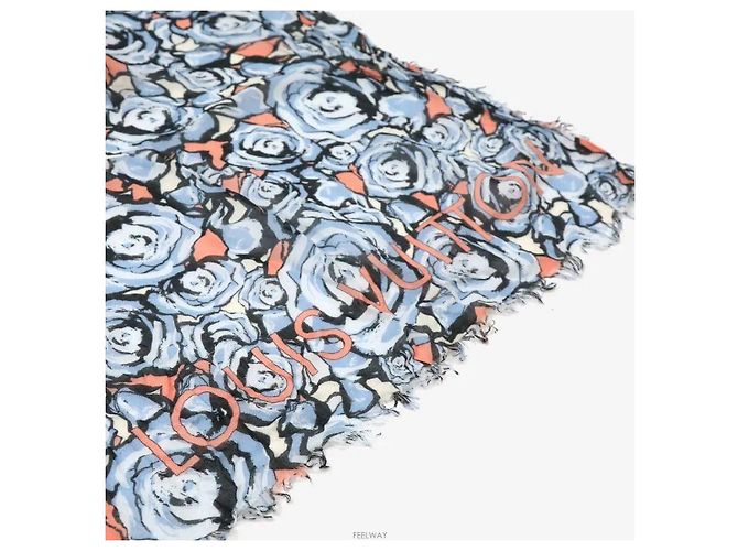 Louis Vuitton Rose Pattern Blue Scarf - vista 4