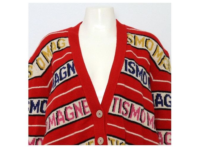 Gucci Rebeca oversized de lana a rayas roja - vista 2