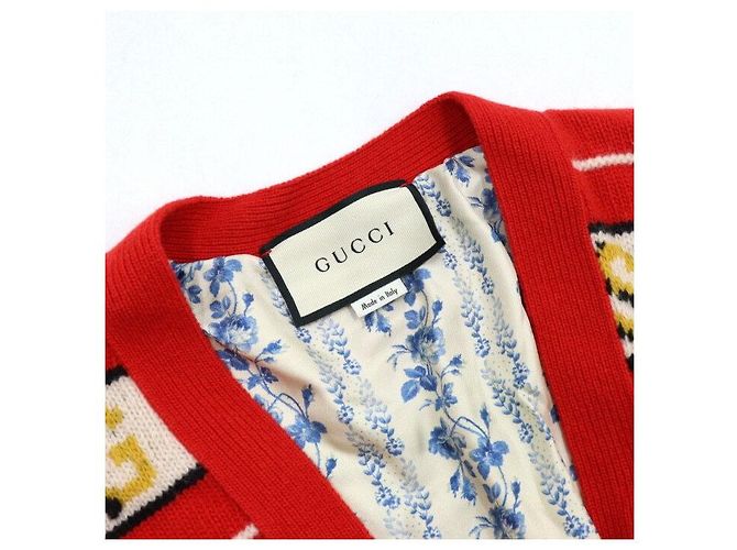 Gucci Rebeca oversized de lana a rayas roja - vista 5