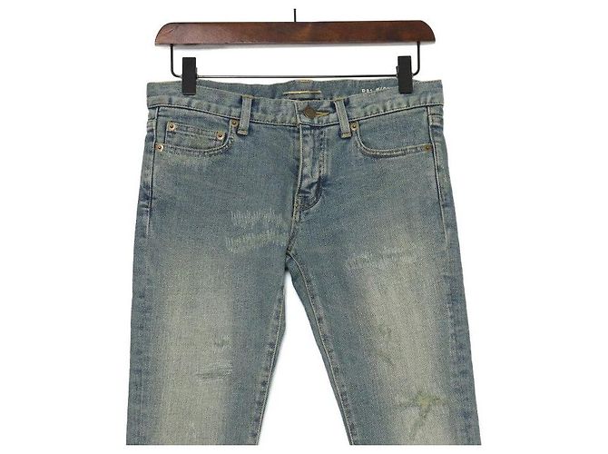 Saint Laurent Vaqueros Skinny de Denim Distressed para Mujer Castaño - vista 2